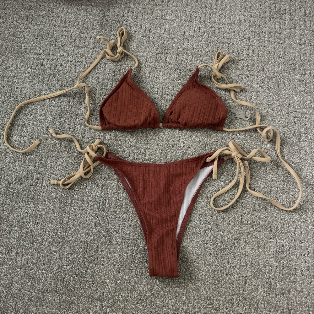 two-tone brown bikini